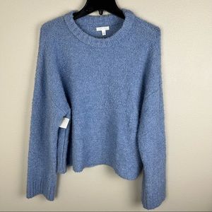 Abound | Blue Popcorn Knit Crewneck Long Tunic Sweater